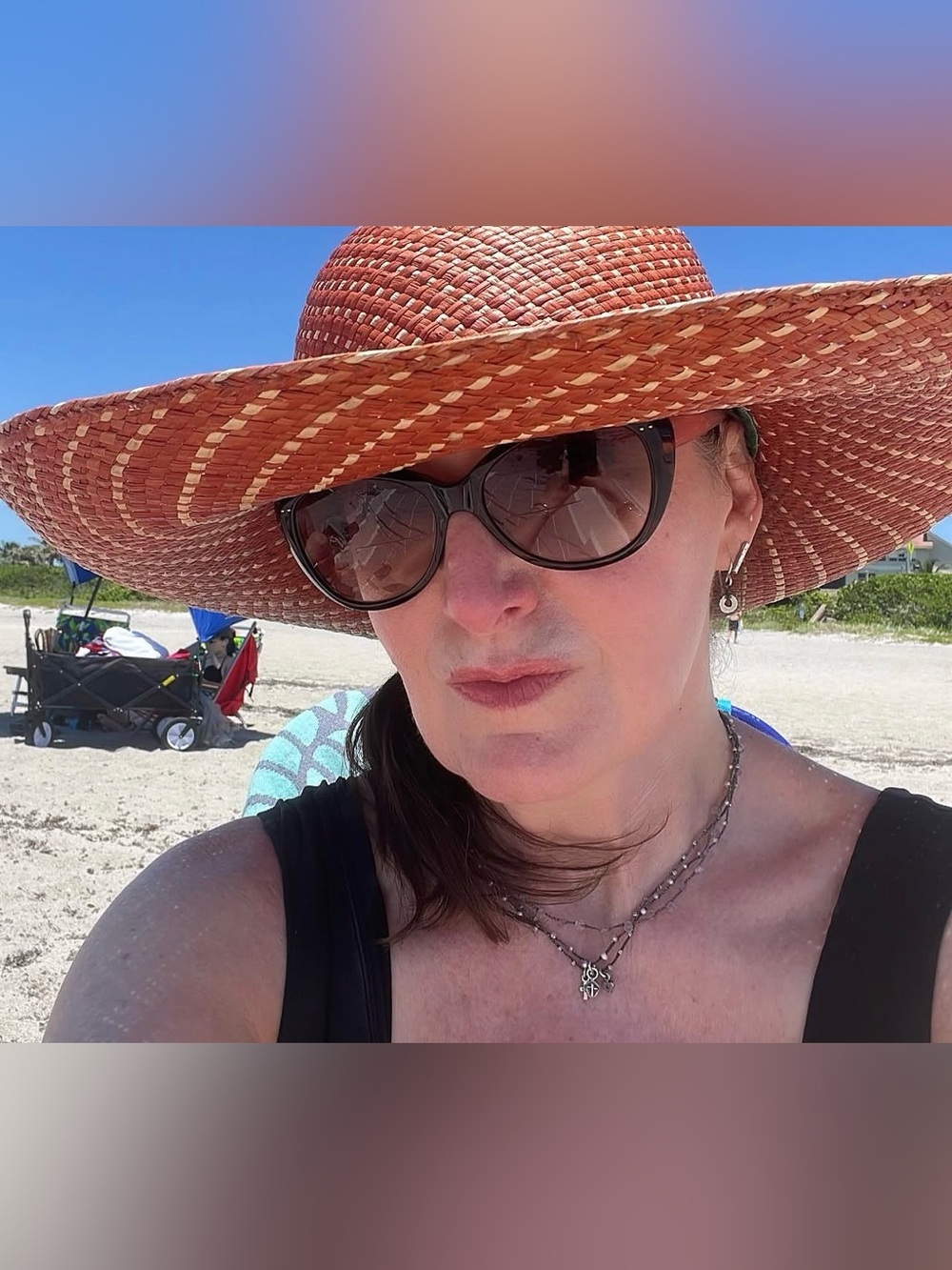 Marine and Deerfield Straw Sun Hat in Rust with Contrast Weave
